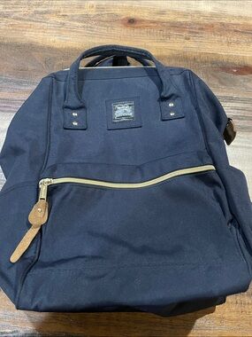 Men's Navy Canvas Backpack with Front Zip Pocket
